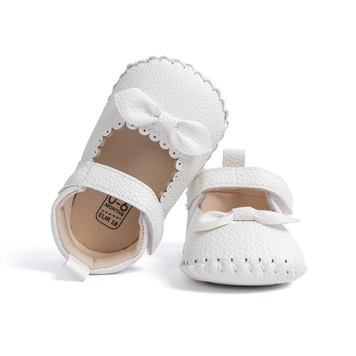 Baby Girl Mary Jane Bowknot Shoes - Non-Slip Soft Sole First Walkers (0-18M)