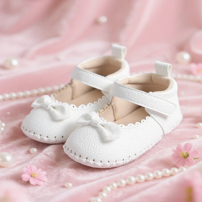 Baby Girl Mary Jane Bowknot Shoes - Non-Slip Soft Sole First Walkers (0-18M)