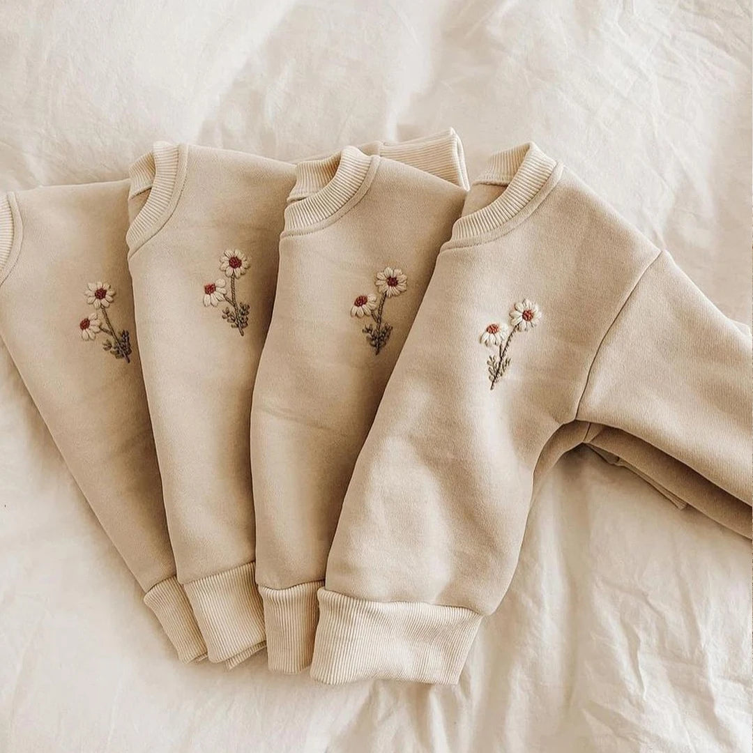 Girl's Baby & Toddler Cotton Knit Tracksuit - Floral Embroidered Sweatshirt & Jogger Set (9M-4T)