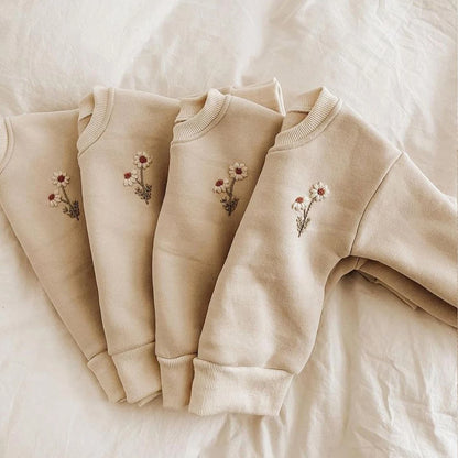 Girl's Baby & Toddler Cotton Knit Tracksuit - Floral Embroidered Sweatshirt & Jogger Set (9M-4T)