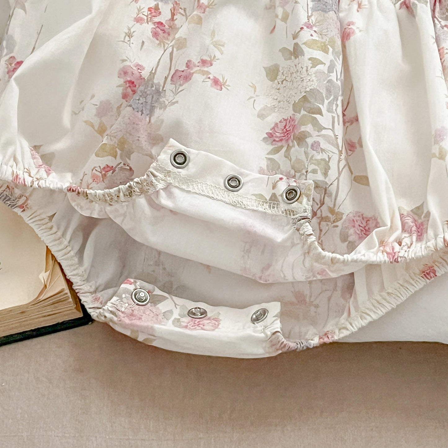 Pink Floral Smocked Sister Matching Outfits - Puff Sleeve Cotton Romper & Princess Dress (3M-6T)