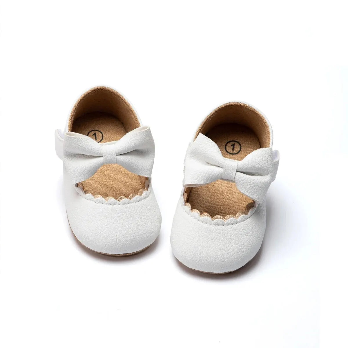 Baby Girl Mary Jane Dress Shoes - Non-Slip Rubber Sole Bowknot First Walkers (0-18M)