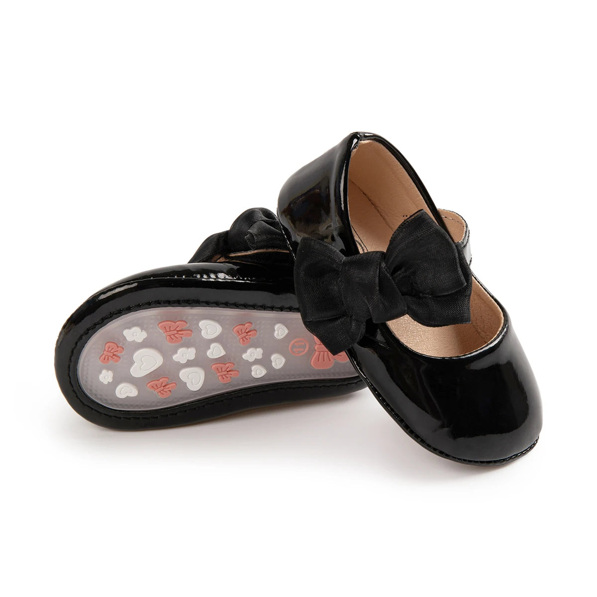 Baby Girl Mary Janes – PU Leather Bowknot First Walker Shoes, Non-Slip Rubber Sole Princess Wedding Flats (0-18M)