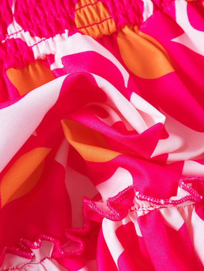 Girls Floral Summer Dress with Ruffled Sleeves & Smocked Waist (2T-6T)