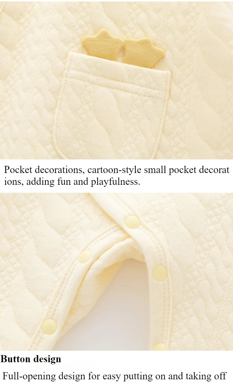 Soft Quilted Cotton Kimono Romper | Newborn Side-Tie Bodysuit