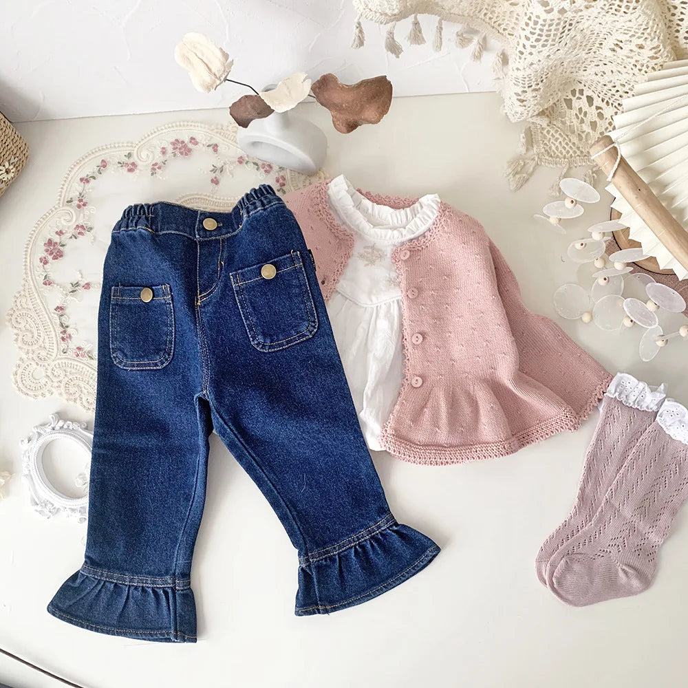 Baby & Toddler Girl 100% Cotton Knit Ruffle Cardigan Sweater (6M-5T)