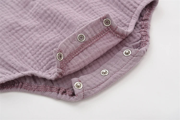 Unisex Muslin Cotton Baby Romper - Premium Sleeveless Summer Henley Bodysuit (0-24M)