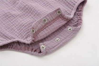 Unisex Muslin Cotton Baby Romper - Premium Sleeveless Summer Henley Bodysuit (0-24M)