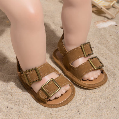 Infant Boys Casual Buckle Beach Sandals - Anti-Slip Soft-Sole First Walkers (0-18M)