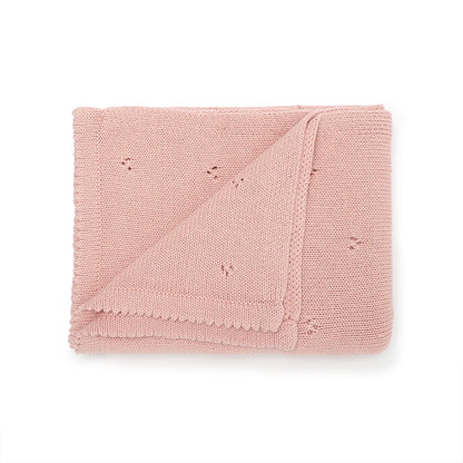 100% Cotton Knitted Baby Blanket - Soft Pointelle Cellular Receiving Blanket