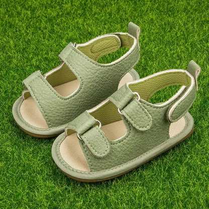 Unisex Baby Summer Vegan Leather Sandals - Anti-Slip Soft Sole Infant First Walkers (0-18M)