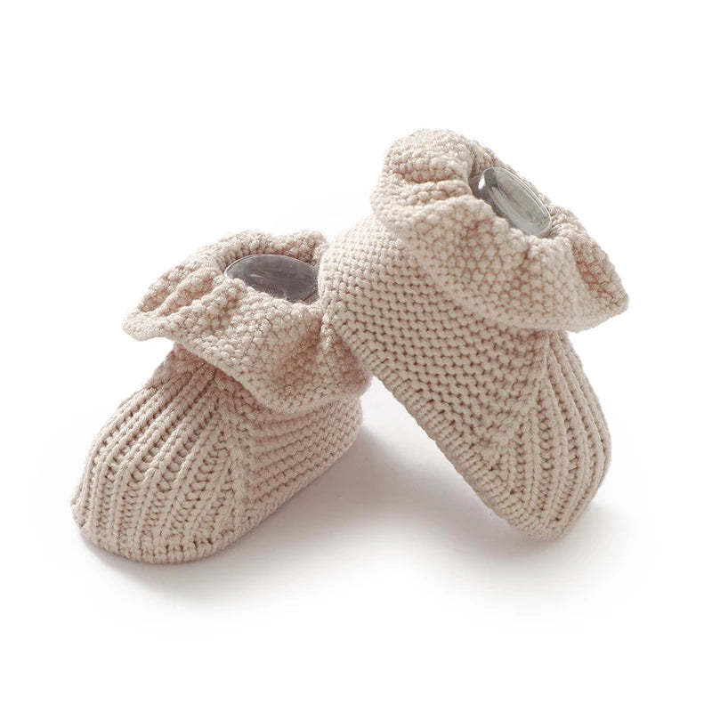 Soft-Knit Solid Ruffled Baby Booties (0-18M)