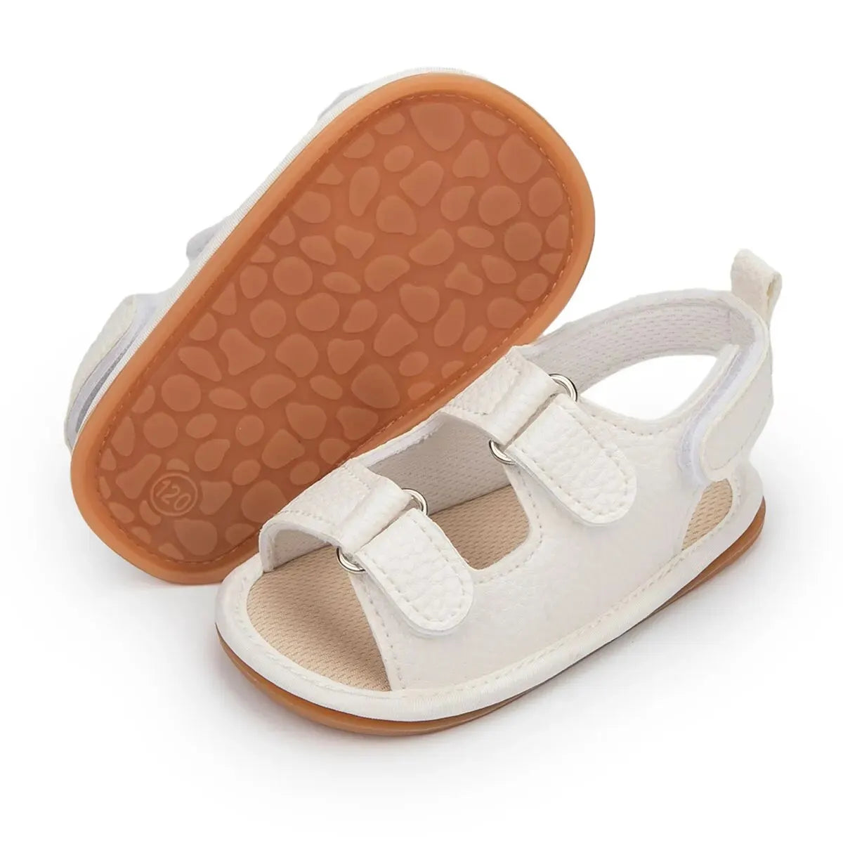Unisex Baby Summer Vegan Leather Sandals - Anti-Slip Soft Sole Infant First Walkers (0-18M)