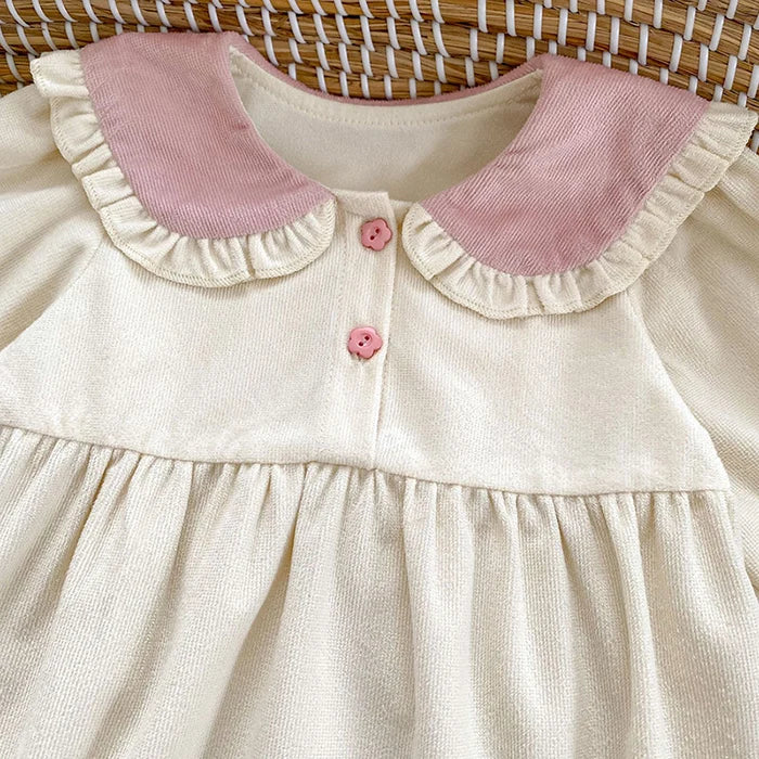 Baby Girl Bunny Ear Easter Bodysuit - Long Sleeve Cotton Jumpsuit (3-24M)