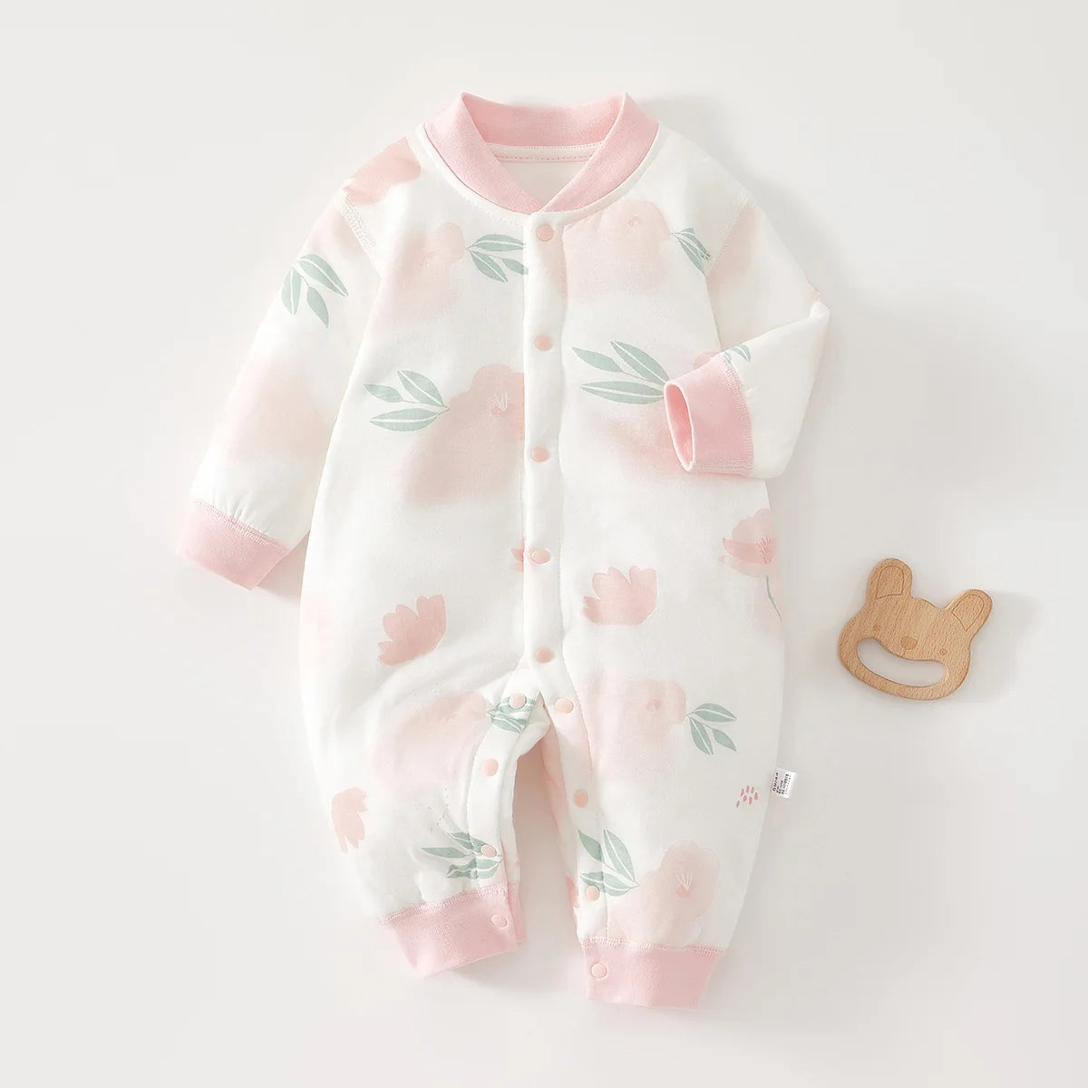 Soft Cotton Baby Romper - Long Sleeve Jumpsuit with Cute Bear, Rabbit & Floral Prints (1-9 Months)
