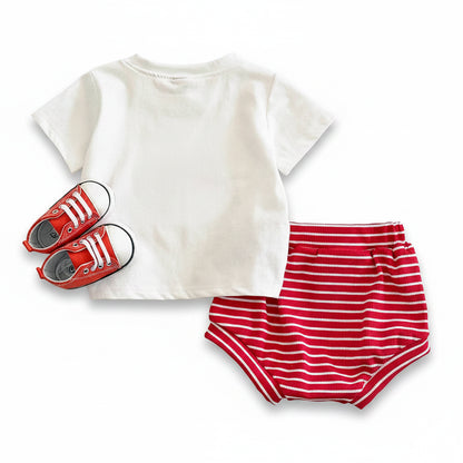 Baby & Toddler Girls "Sweetest Pick" Strawberry T-Shirt and Striped Shorts 2pc Summer Set (6M-3T)