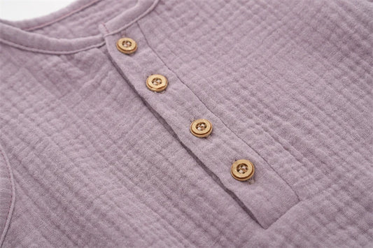 Unisex Muslin Cotton Baby Romper - Premium Sleeveless Summer Henley Bodysuit (0-24M)