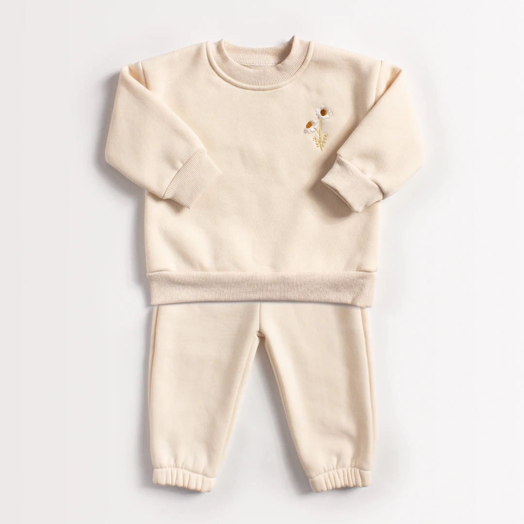 Girl's Baby & Toddler Cotton Knit Tracksuit - Floral Embroidered Sweatshirt & Jogger Set (9M-4T)