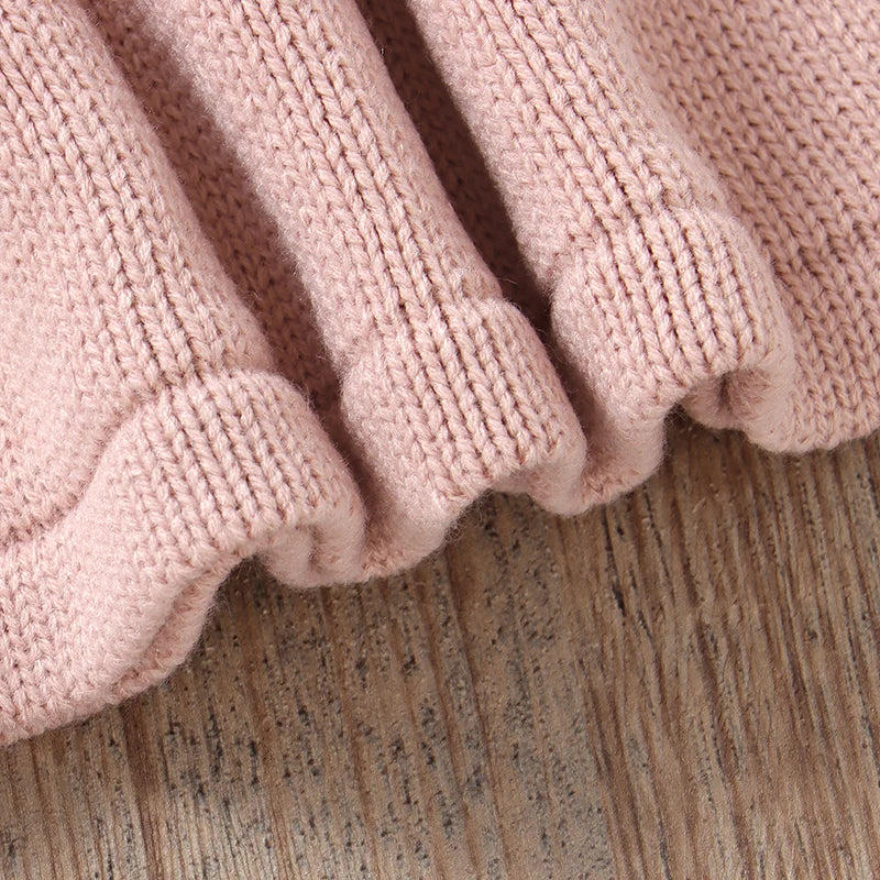 Infant & Toddler Girl Floral Knit Sweater Dress - Long Sleeve Pink Flower A-Line Skirt (6M-3T)