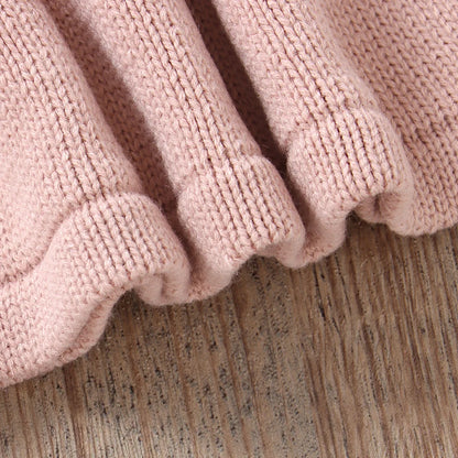 Infant & Toddler Girl Floral Knit Sweater Dress - Long Sleeve Pink Flower A-Line Skirt (6M-3T)