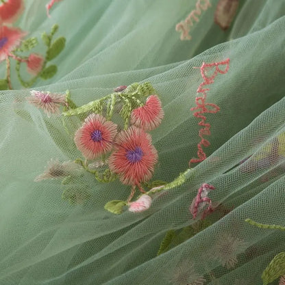 NEW 2026 Baby & Toddler Girls Fairy Floral Embroidered Mesh Tutu Dress - Sage Green Princess Sling Dress (9M-5T)