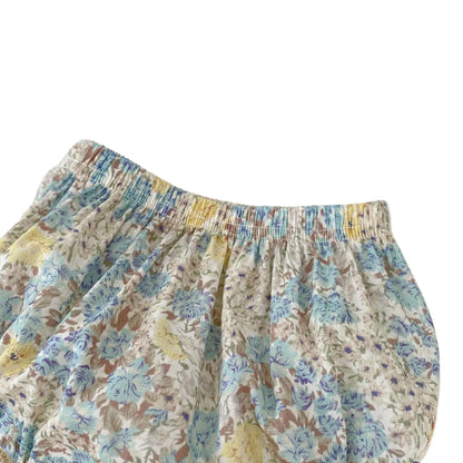 Baby Girls Floral Summer Clothing Set - 2PC Embroidered Eyelet Camisole & Ruffle Bloomer Shorts Outfit (6M-3T)