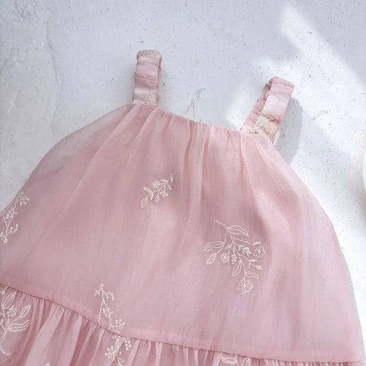 Baby Girl Floral Embroidered Romper Dress - Soft Cotton Princess Summer Bodysuit (0-2T)