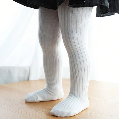 4-Pack Kids & Baby Soft Cotton Striped Tights - All-Season Ribbed Stockings (6M- 12Y)