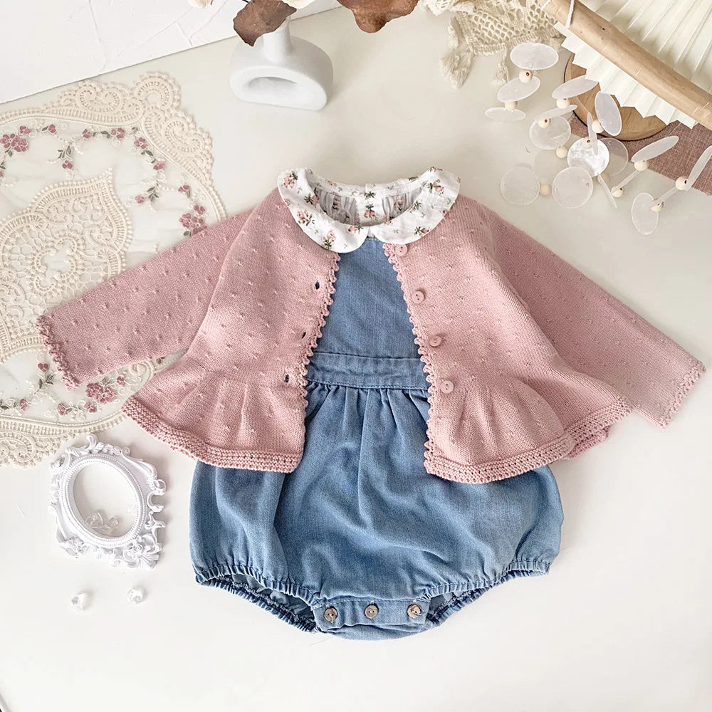 Baby & Toddler Girl 100% Cotton Knit Ruffle Cardigan Sweater (6M-5T)