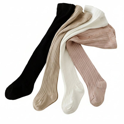 4-Pack Kids & Baby Soft Cotton Striped Tights - All-Season Ribbed Stockings (6M- 12Y)