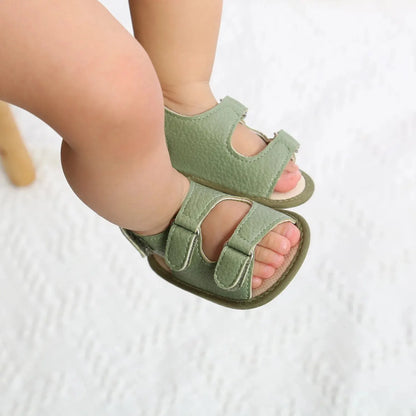 Unisex Baby Summer Vegan Leather Sandals - Anti-Slip Soft Sole Infant First Walkers (0-18M)