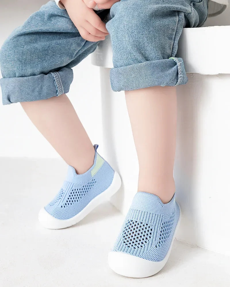 Infant & Toddler Mesh Knit Sneakers: Lightweight Non-Skid Prewalker Shoes for( 0-4T)