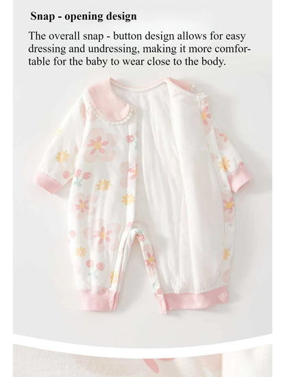 Soft Cotton Baby Romper with Peter Pan Collar – Floral, Botanical & Bear Prints (1-9M)