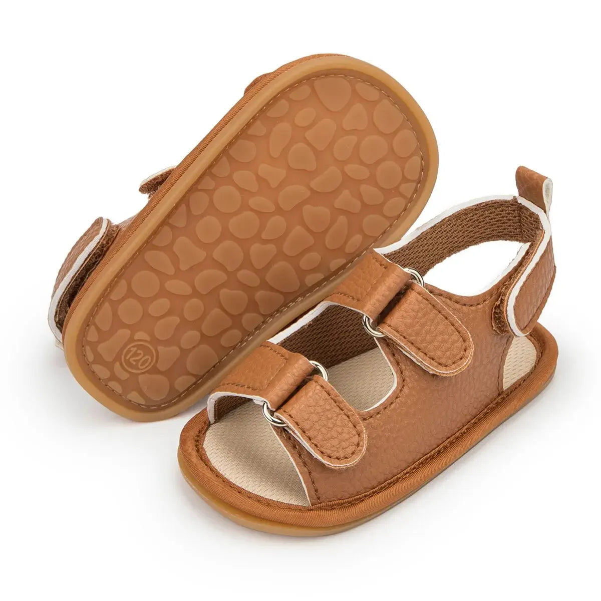 Unisex Baby Summer Vegan Leather Sandals - Anti-Slip Soft Sole Infant First Walkers (0-18M)