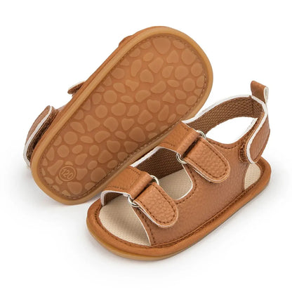 Unisex Baby Summer Vegan Leather Sandals - Anti-Slip Soft Sole Infant First Walkers (0-18M)