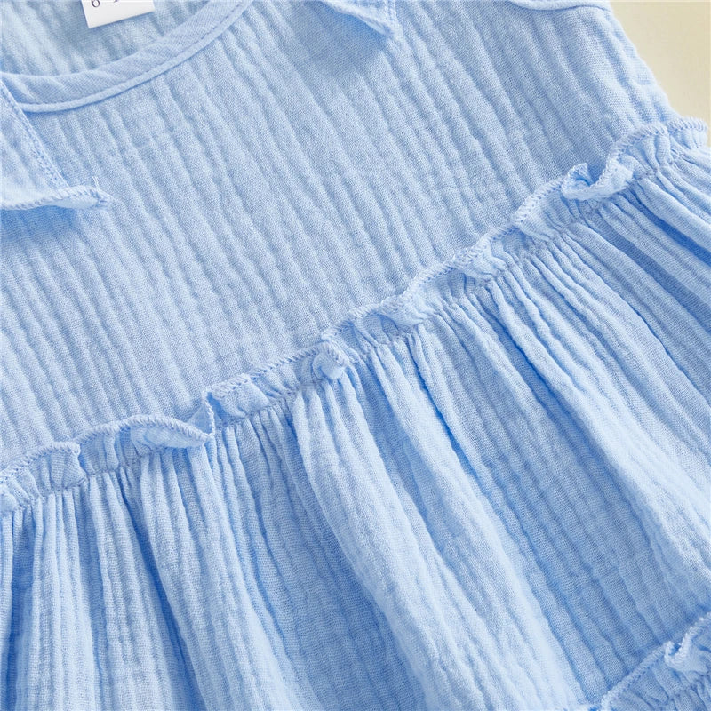 Toddler & Baby Girl Tiered Cotton Summer Dress - Sleeveless Bow Strap Sun Dress (6M-4T)