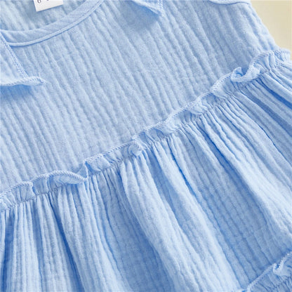 Toddler & Baby Girl Tiered Cotton Summer Dress - Sleeveless Bow Strap Sun Dress (6M-4T)