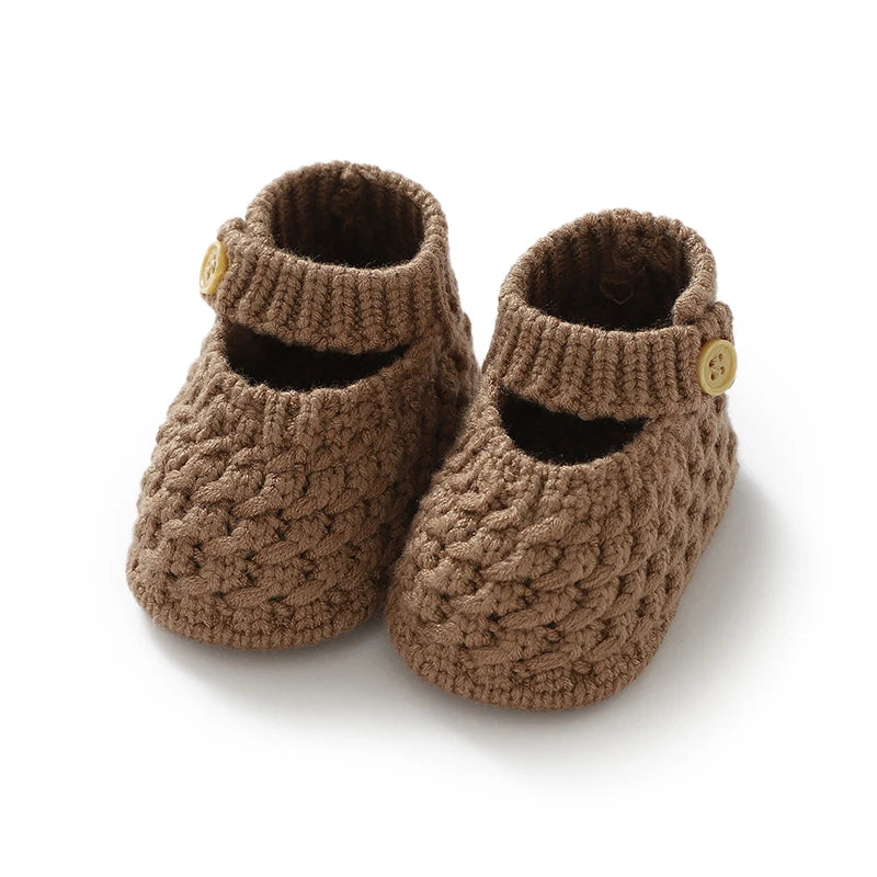Soft Knit Mary Jane Baby Booties - Infant Pre-Walker Shoes (0-18M)