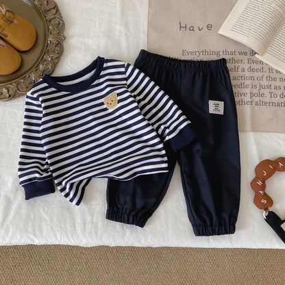 Baby Boy & Toddler 2-Piece Striped Clothing Set (6M-3T) – Long Sleeve Top & Pants