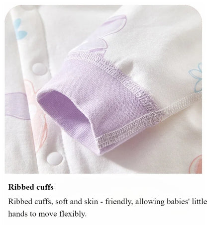 Soft Cotton Baby Romper - Long Sleeve Jumpsuit with Cute Bear, Rabbit & Floral Prints (1-9 Months)