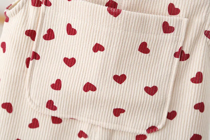 Toddler Corduroy Overalls – Heart Embroidery & Print Bib Pants (9M-4T)