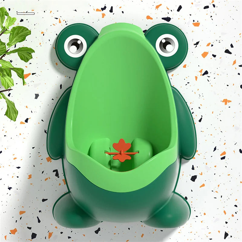 Wall-Mounted Frog Urinal Potty Trainer for Boys with Spinning Target