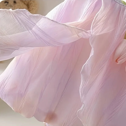 Baby Girls Tulip Petal Romper Dress - Iridescent Summer Halter Bodysuit (3-24M)