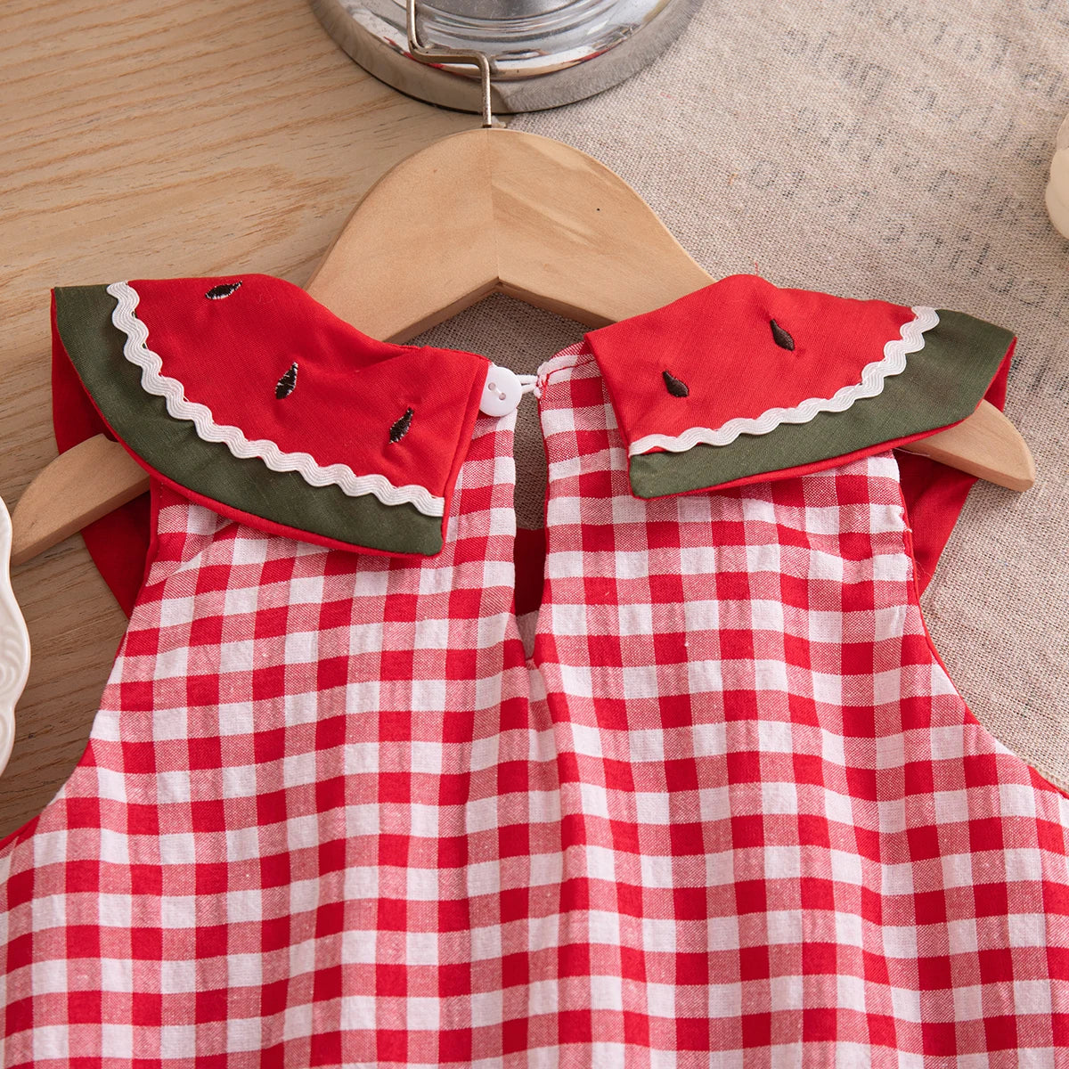 Baby & Toddler Girls Watermelon Gingham Bubble Dress - Cotton Blend Summer Outfit (9M-3T)