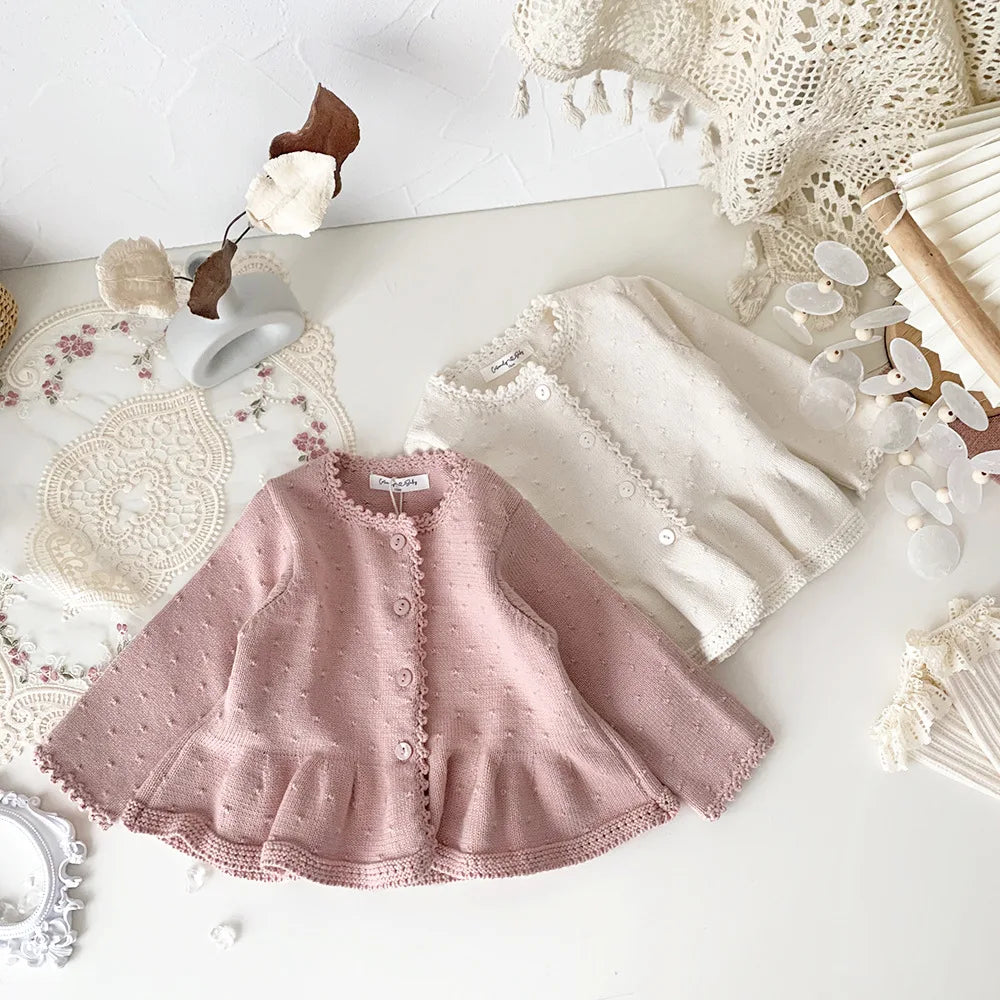 Baby & Toddler Girl 100% Cotton Knit Ruffle Cardigan Sweater (6M-5T)