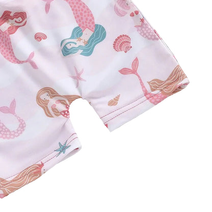 Mermaid Rash Guard & Sun Hat Set | Long Sleeve Swimsuit Pink (3M-3T)