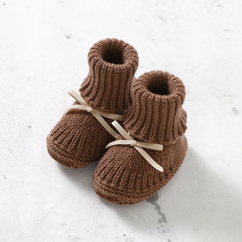 Ribbon-Tie Knit Baby Booties (0-18M)