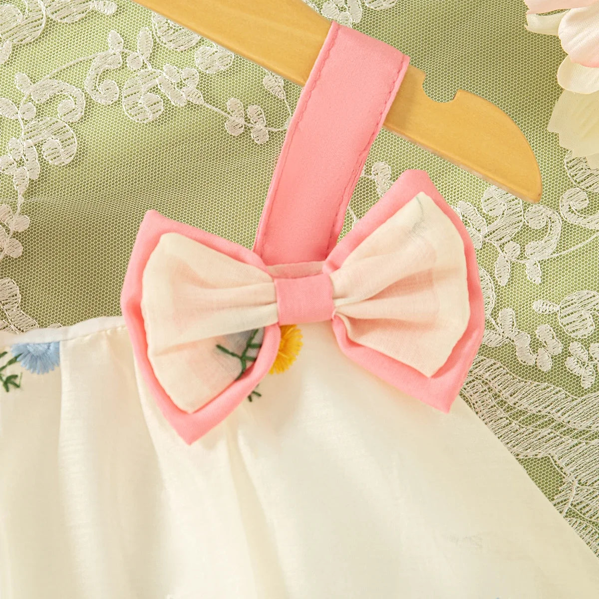 Baby & Toddler Girl Floral Embroidery Summer Princess Dress - Halter Bow Ball Gown (9M-3T)