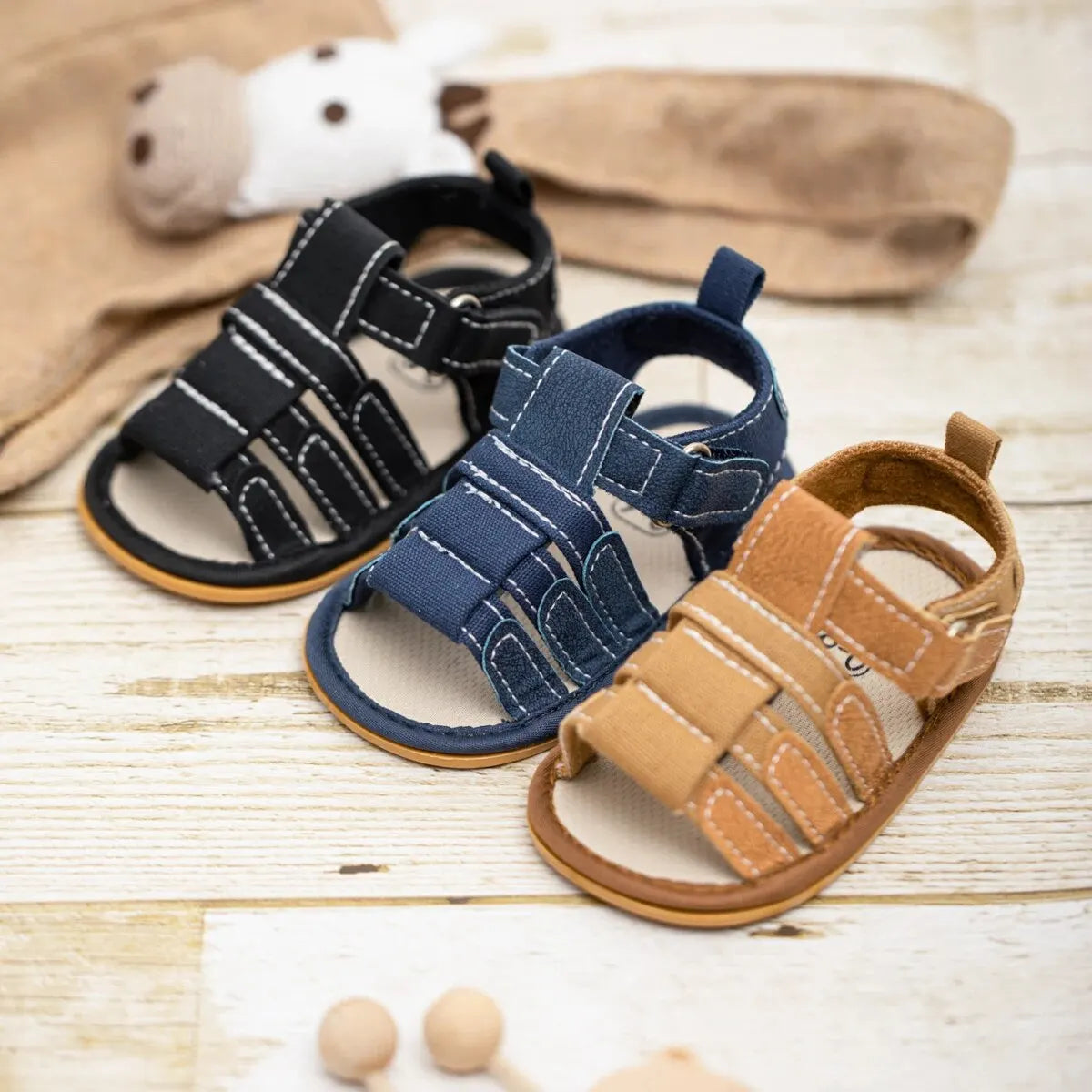 Baby Boy First Walker Sandals - Non-Slip Rubber Sole Summer Shoes for Infants & Toddlers (0-18M)