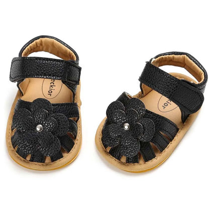 Infant Baby Girl Flower Sandals - Soft Sole Non-Slip First Walkers (0-18M)